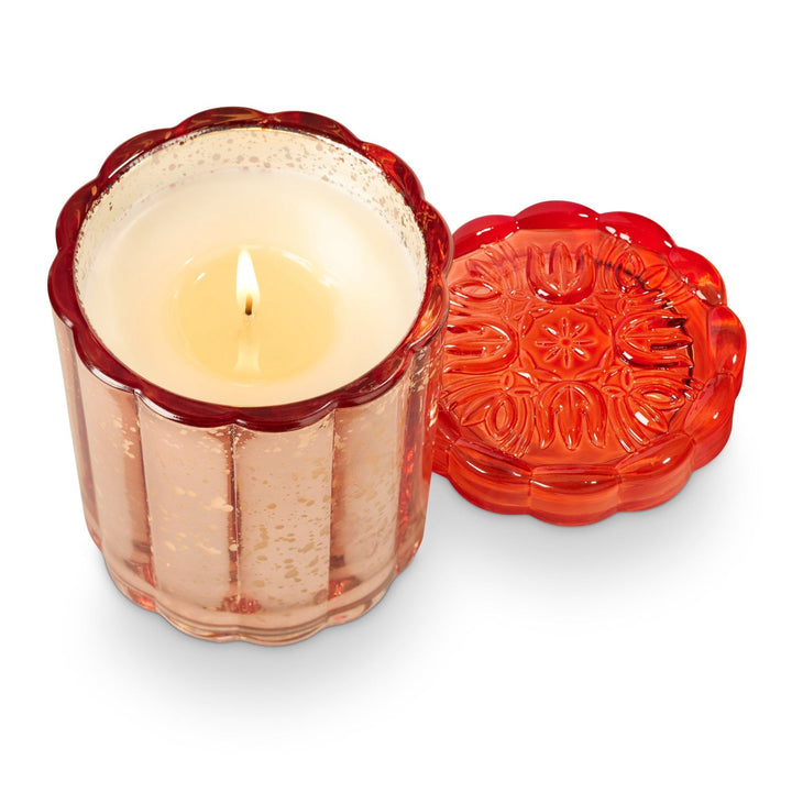 jar candleBlood Orange Dahlia Flourish Glass Candle