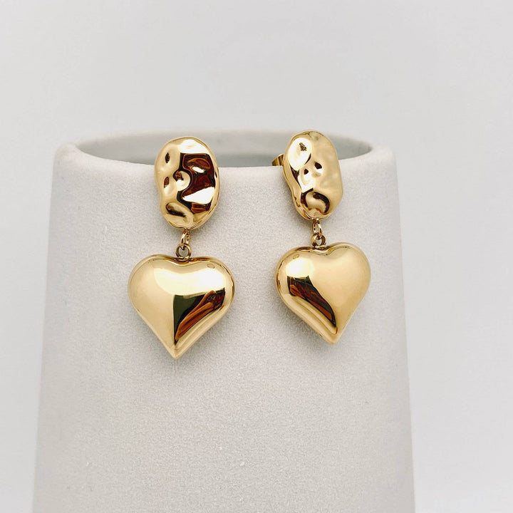 JewelryHeart Charm 18K Gold Earrings