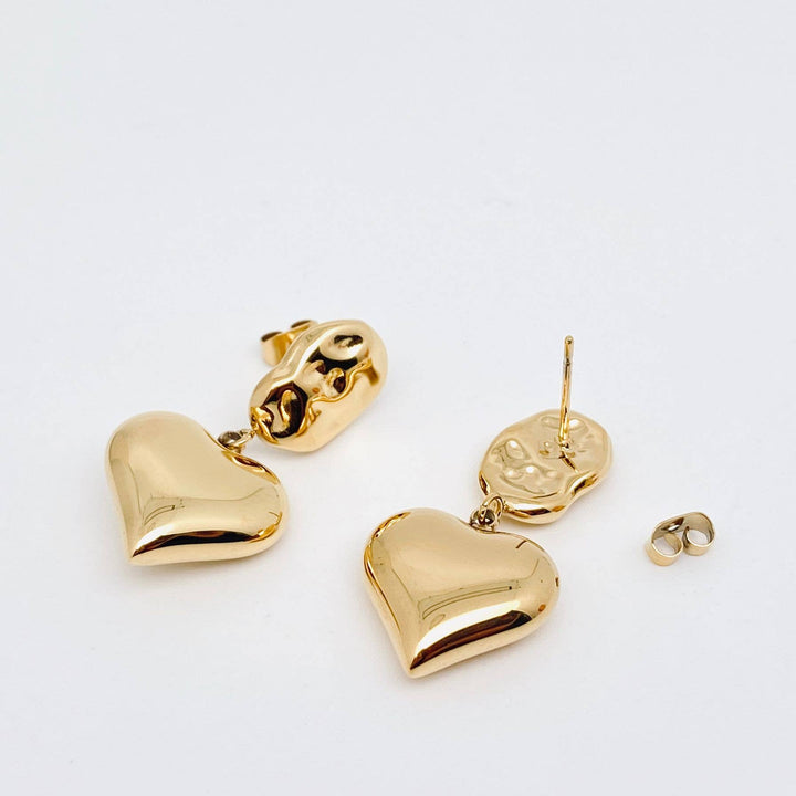 JewelryHeart Charm 18K Gold Earrings