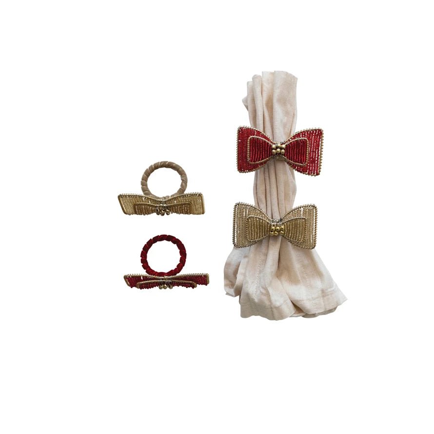 Napkin ringslass Beaded Metal Bow Napkin Ring