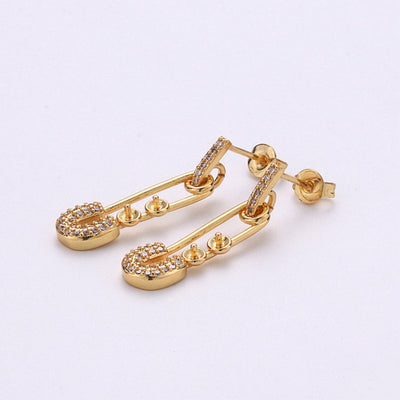 JewelryMicro Pave Gold Safety Earring