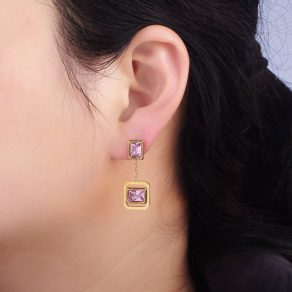 JewelryPink Bezel Earrings