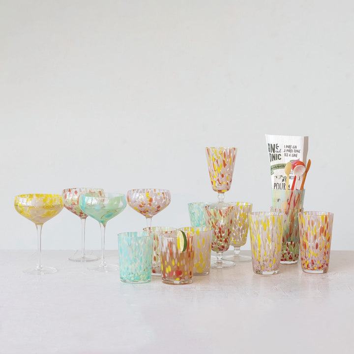 Drinkware8 oz. Blown Stemmed Confetti Drinking Glass