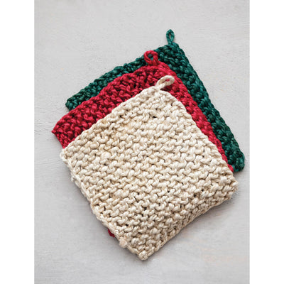 The Holiday Shop8" Square Jute Crocheted Pot Holder