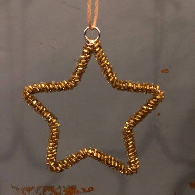 Holiday OrnamentsAntique Gold Glass Beaded Star