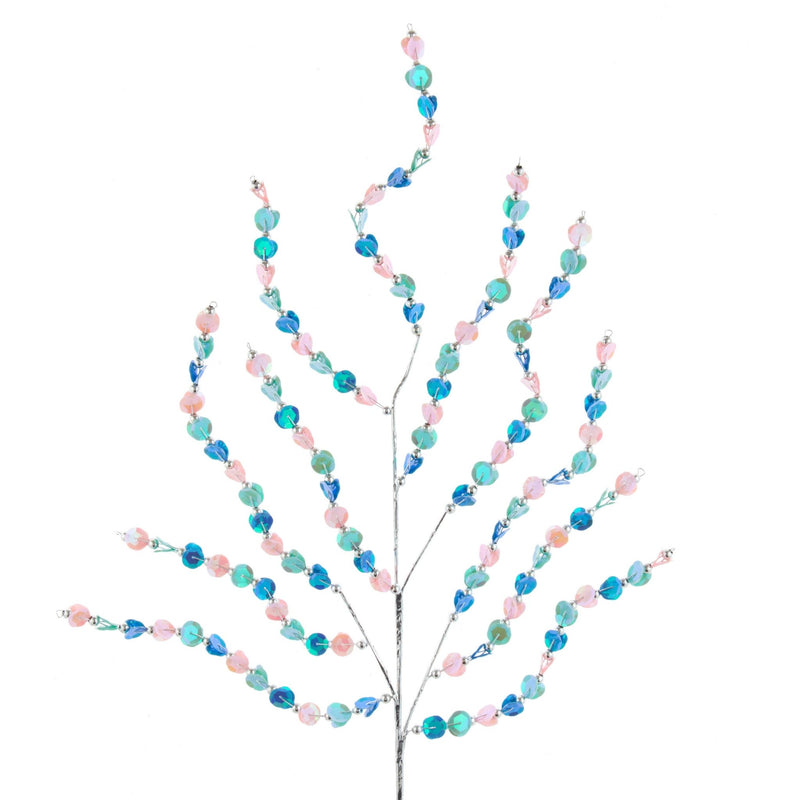 Christmas OrnamentBlue, Green & Pink Sequined Branch Pick