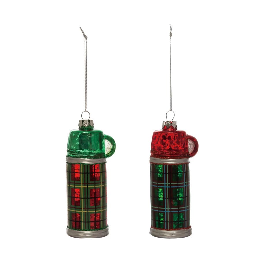 Hand-Painted Glass Thermos Ornament