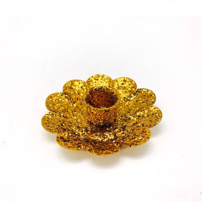 Christmas Candle HolderKerzenhalter Flower Glitter gold