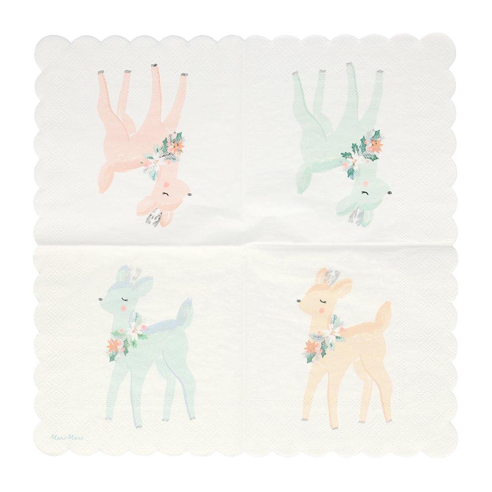 PaperPastel Deer Napkins ( Set Of 16)