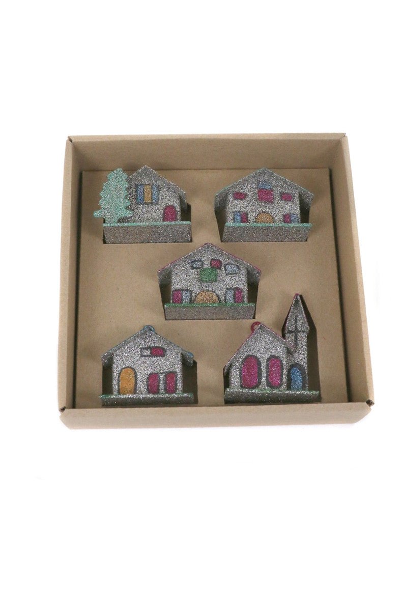 Holiday OrnamentsTiny Christmas Village Ornament Set